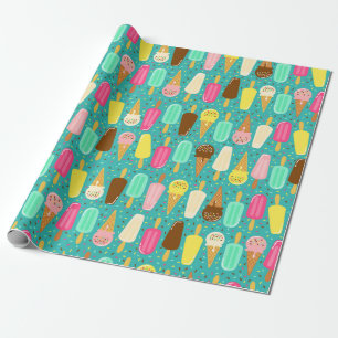 Papel De Regalo Patrón Colorido de Helado de Verano