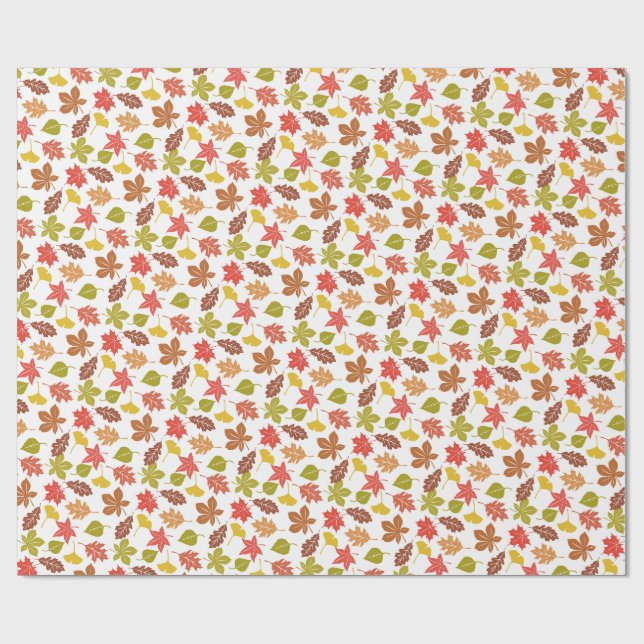 Papel De Regalo Patrón Colorido de Hojas de Otoño (Superficie plana)