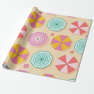 Papel De Regalo Patrón colorido de los paraguas de la playa