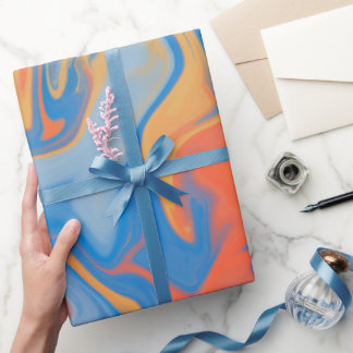 PAPEL DE REGALO PATRÓN COLORIDO DEL NARANJA AZUL DULCE
