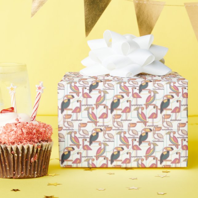 Papel De Regalo Patrón con aves tropicales (Fiesta de cumpleaños )