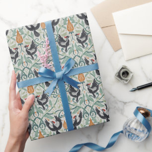 Papel De Regalo Patrón con pájaros carpinteros de marfil