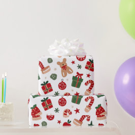 Papel De Regalo Patrón con regalos, bastones y juguetes