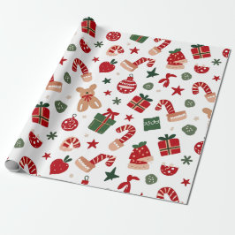 Papel De Regalo Patrón con regalos, bastones y juguetes