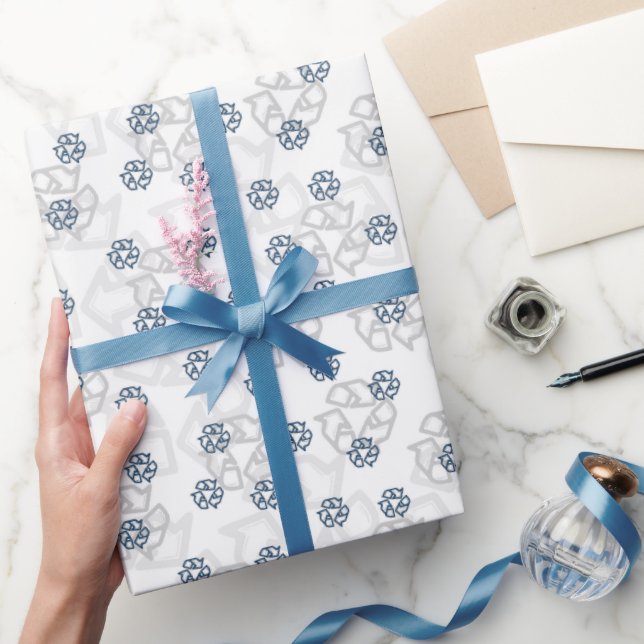 Papel De Regalo Patrón con símbolo ecológico sobre fondo blanco (Regalar)