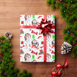 Papel De Regalo Patrón continuo adorable de Navidad de Shih Tzu 