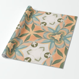 Papel De Regalo Patrón continuo botánico azul melocotón