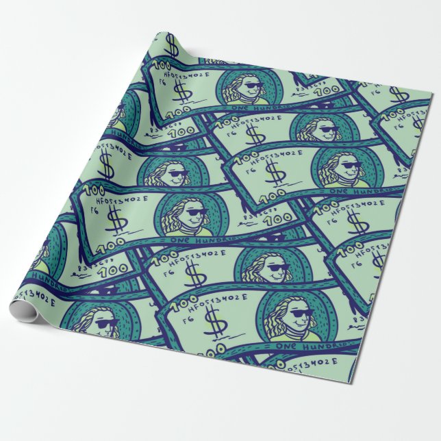 Papel De Regalo patrón continuo con billetes de dólares (Desenrollado)
