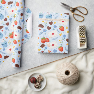 Papel De Regalo Patrón continuo de acuarela de repostería y dulces