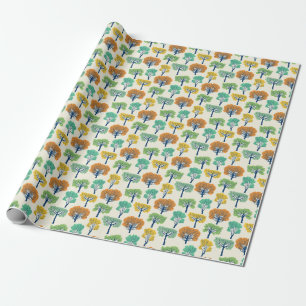 Papel De Regalo Patrón continuo de árboles antiguos de la naturale