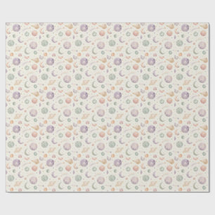 Papel De Regalo Patrón continuo de Boho Acuarela Espacio y Planeta