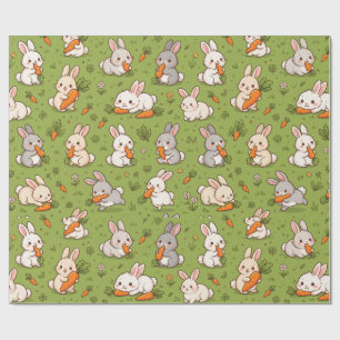 Papel De Regalo Patrón continuo de conejo lindo y zanahoria