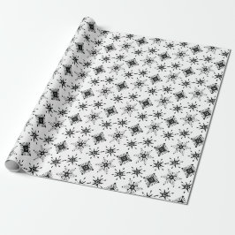 Papel De Regalo Patrón continuo de copos de nieve negros de Navida