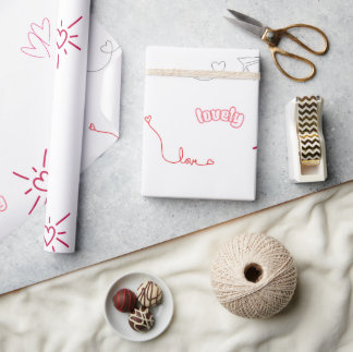 Papel De Regalo Patrón continuo de corazones rosados y garabatos d