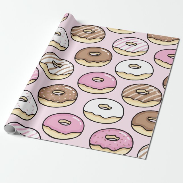 Papel De Regalo Patrón continuo de donut (Desenrollado)