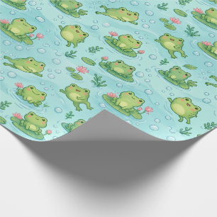 Papel De Regalo Patrón continuo de estanque de rana linda