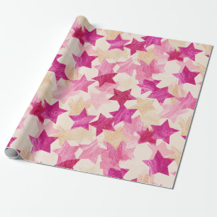 Papel De Regalo Patrón continuo de estrella angustiado rosa