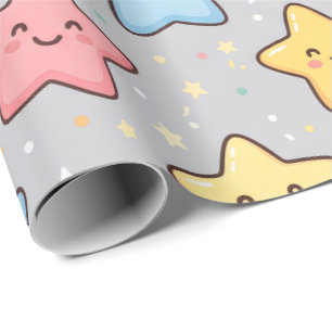 Papel De Regalo Patrón continuo de estrella Kawaii linda