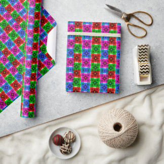 Papel De Regalo Patrón continuo de flores geométricas coloridas, a