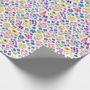 Papel De Regalo Patrón continuo de flores silvestres minimalista s