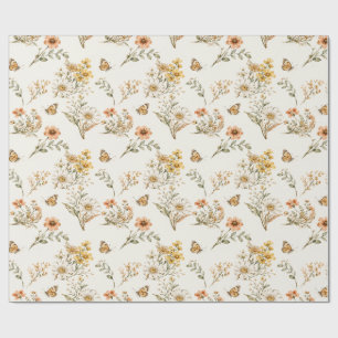 Papel De Regalo Patrón continuo de flores silvestres y mariposas v