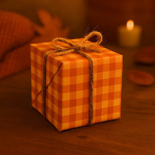 Papel De Regalo Patrón continuo de gingham a cuadros de otoño acog