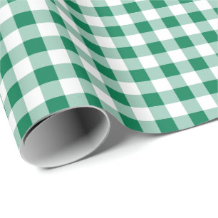 Papel De Regalo Patrón continuo de gingham verde clásico