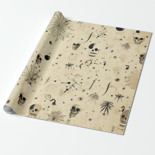 Papel De Regalo Patrón continuo de Halloween espeluznante vintage