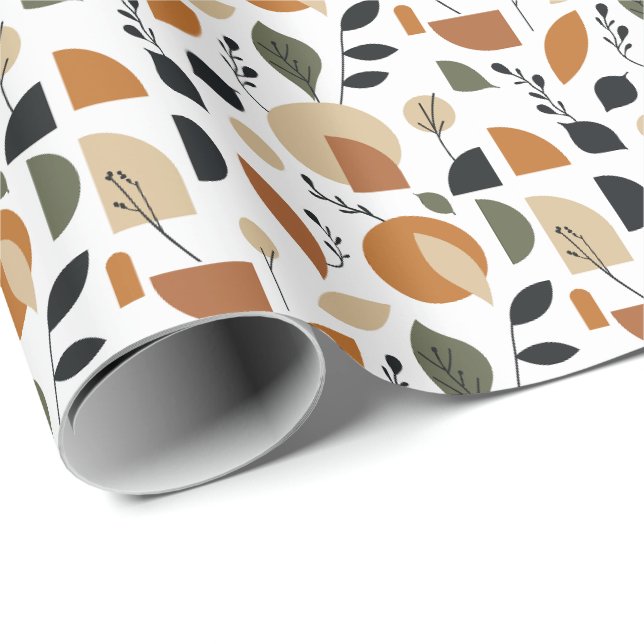 Papel De Regalo Patrón continuo de hoja geométrica boho (Esquina del rollo)