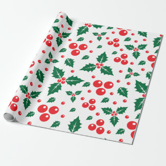 Papel De Regalo Patrón continuo de hojas de bayas de acebo