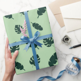 Papel De Regalo Patrón continuo de hojas de Monstera y palmeras tr