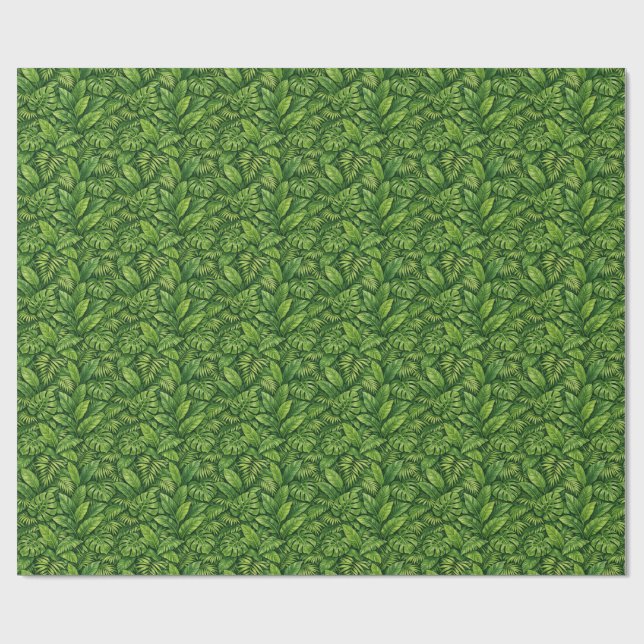 Papel De Regalo Patrón continuo de hojas tropicales modernas (Superficie plana)