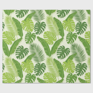 Papel De Regalo Patrón continuo de hojas tropicales y Monstera