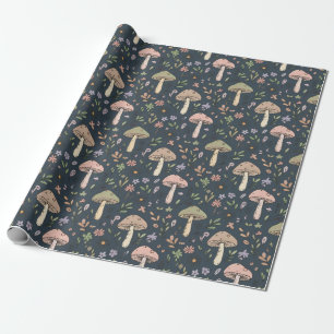 Papel De Regalo Patrón continuo de hongo azul pizarra profundo y t