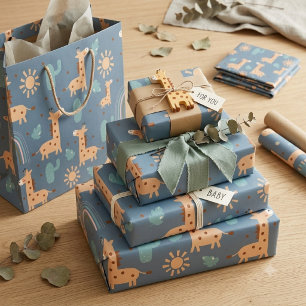 Papel De Regalo Patrón continuo de jirafa boho lindo