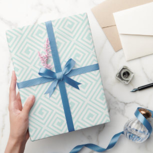 Papel De Regalo Patrón continuo de llave griega en menta/marfíl Ch