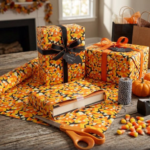 Papel De Regalo Patrón continuo de maíz de caramelo de Halloween