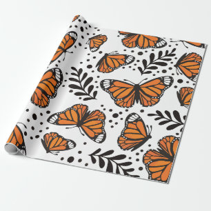 Papel De Regalo Patrón continuo de mariposa monarca dibujada a man