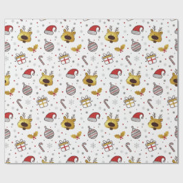 Papel De Regalo Patrón continuo de Navidad Rojo Amarillo