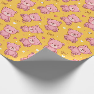 Papel De Regalo Patrón continuo de osito de peluche rosa lindo