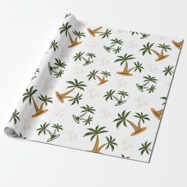 Papel De Regalo Patrón continuo de palmeras (Desenrollado)