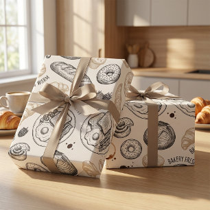 Papel De Regalo Patrón continuo de panadería de desayuno vintage