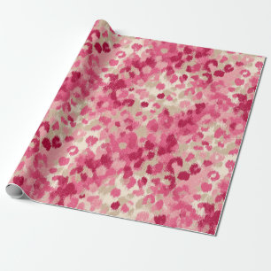 Papel De Regalo Patrón continuo de pincelada de leopardo rosa