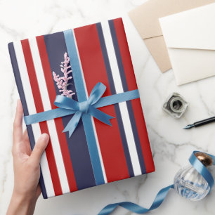 Papel De Regalo Patrón continuo de rayas verticales rojas y azules