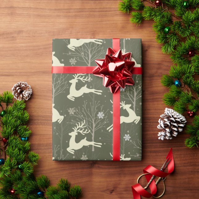 Papel De Regalo Patrón continuo de renos de Navidad (Regalo de vacaciones)