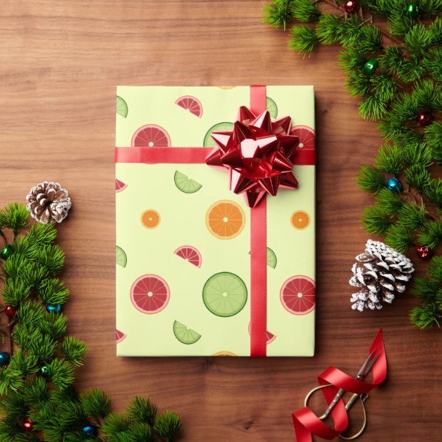 Papel De Regalo Patrón continuo de rodajas de naranja (Regalo de vacaciones)