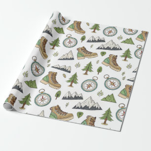 Papel De Regalo Patrón continuo de senderismo de aventura