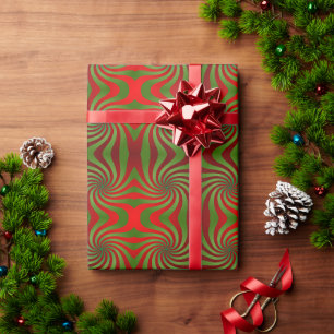 Papel De Regalo Patrón continuo de simetría de remolino rojo y ver