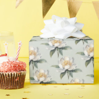 Papel De Regalo Patrón continuo de suave verde salvia y peonía bla