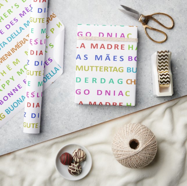 Papel De Regalo Patrón continuo del Día de la Madre multilingüe (Artesanía)